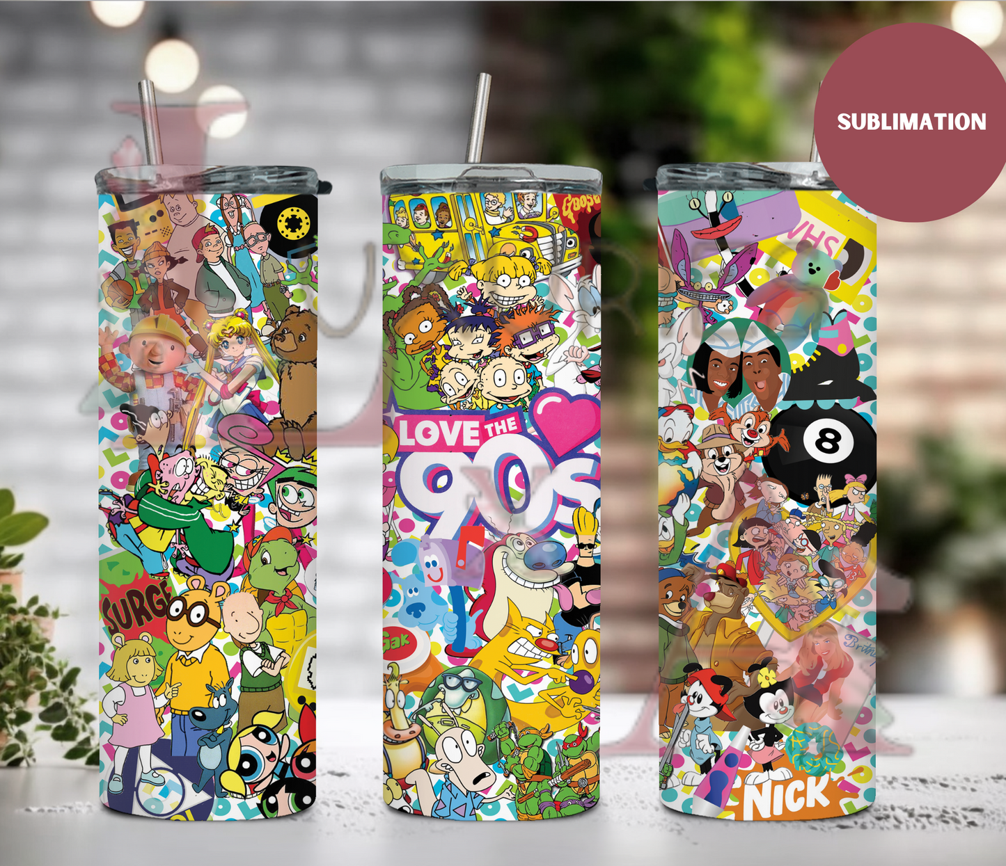 90s Cartoons ( SUBLIMATION ) 20 oz print