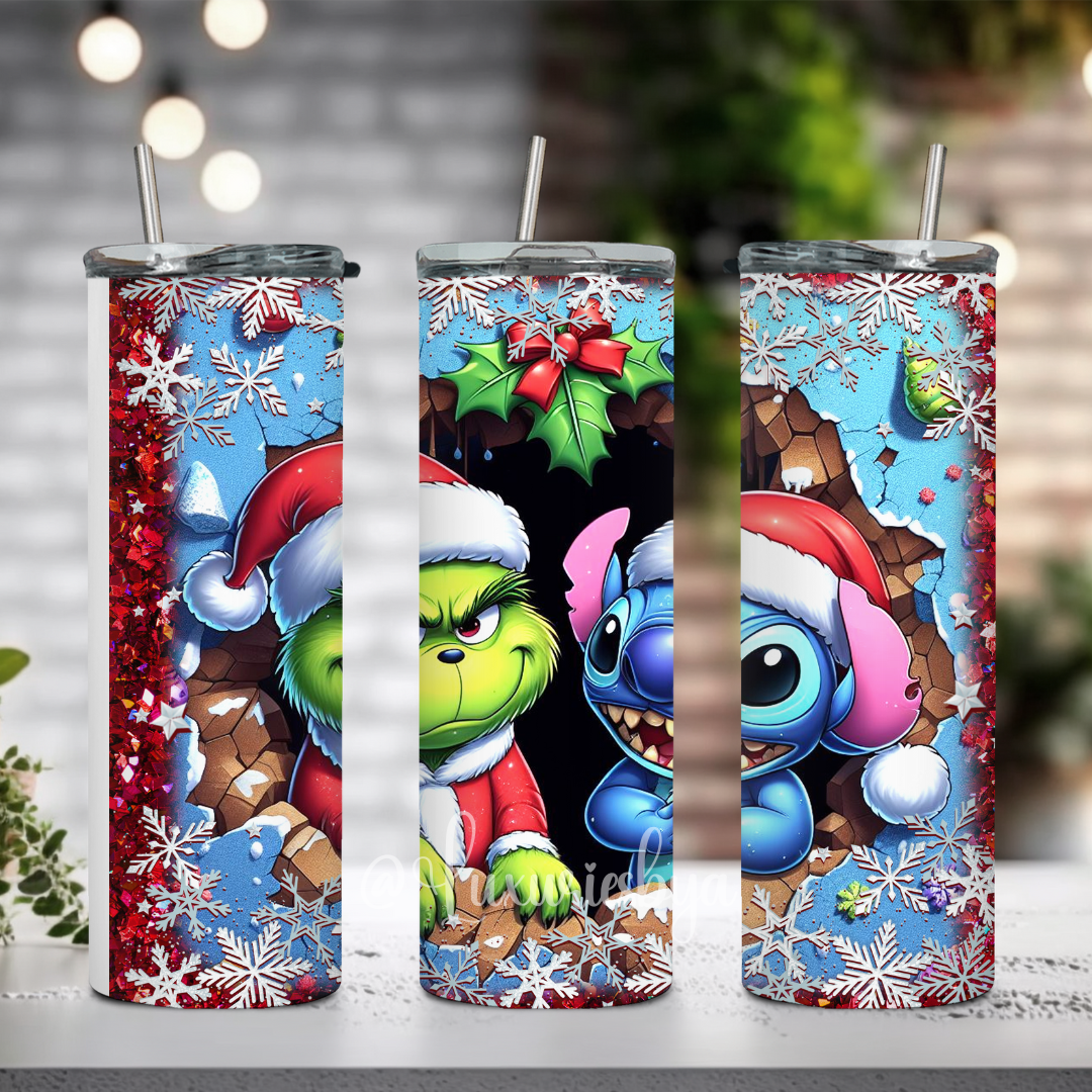 Green man and alien xmas 20 oz tumbler