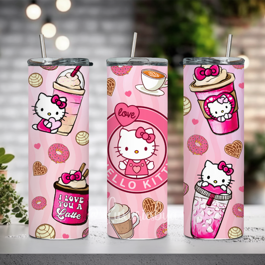 Kitty in a latte 20 oz tumbler