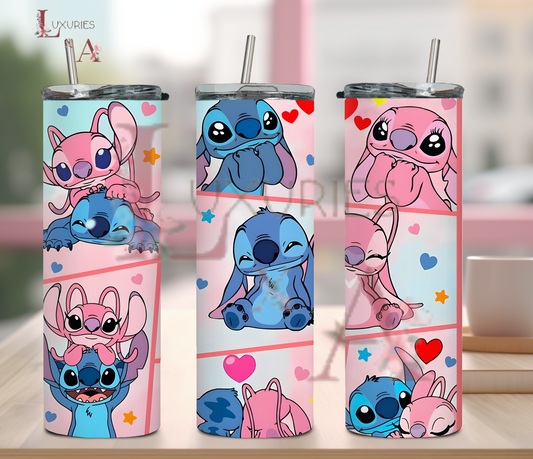 Pink and blue Aliens 20 Oz sublimation