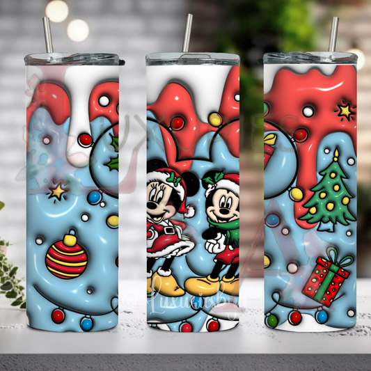 Mouse RED, WHITE , BLUE CHRISTMAS 20 oz tumbler