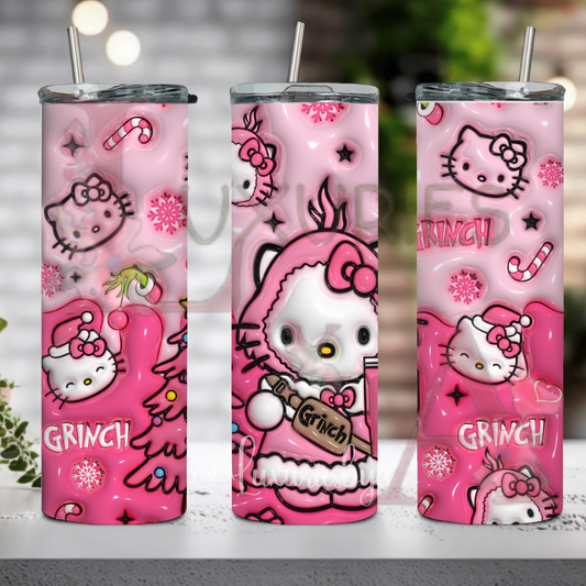 Pink Kitty G R I N C H  20 oz Tumbler