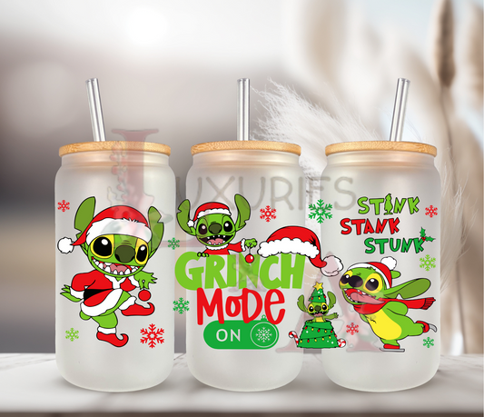 Alien Green Mode On 16 oz Gloass can