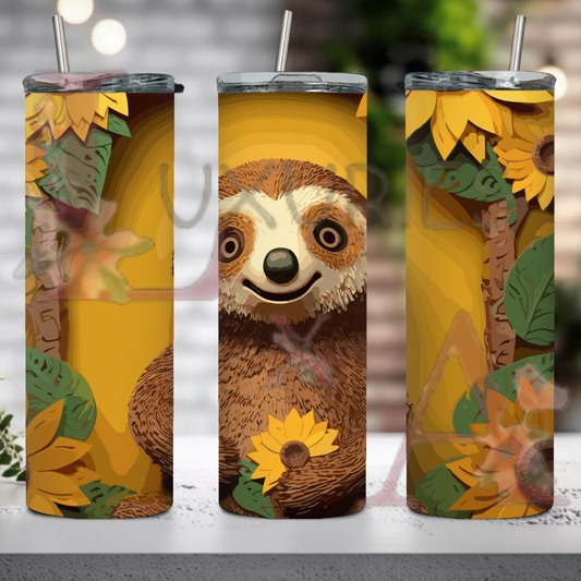 Floral sloth 20 oz tumbler