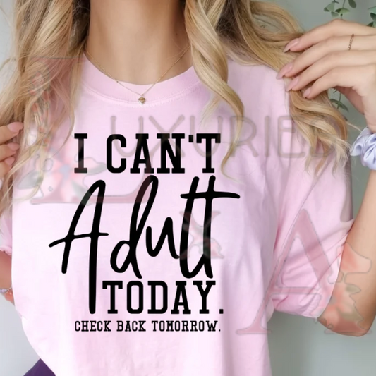 I cant adult today Screen print transfer