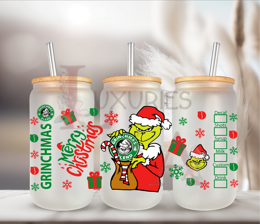 Merry G R I C H M A S 16 oz Glass cans